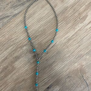 Authentic Navajo Pearl and turquoise lariat necklace,